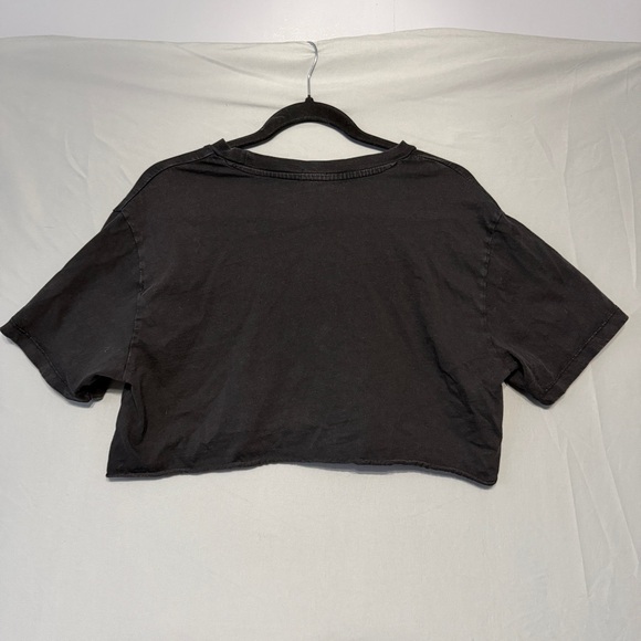 Garage Womens Oversized Cropped "Malibu" Graphic Tee Size S Black Cotton Gym - Picture 5 of 7